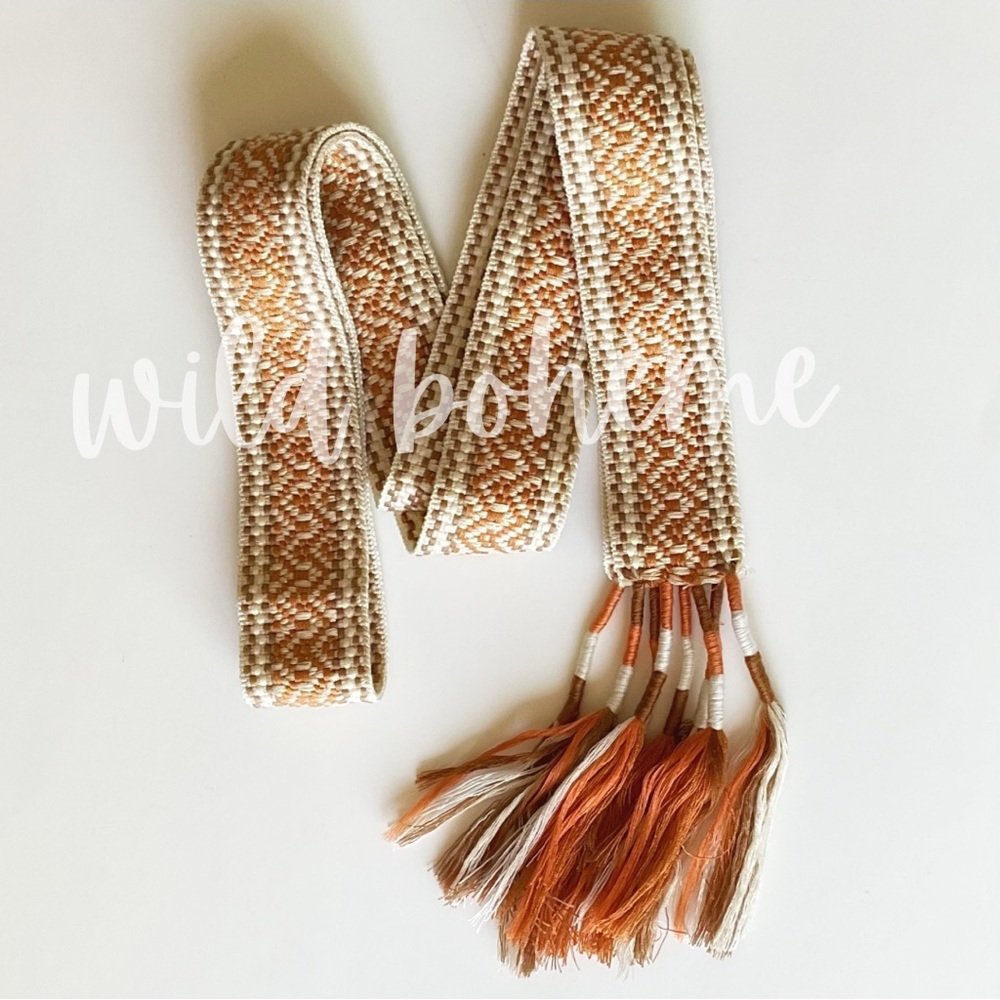 Orange Ibiza Weaved Cloth Belt
